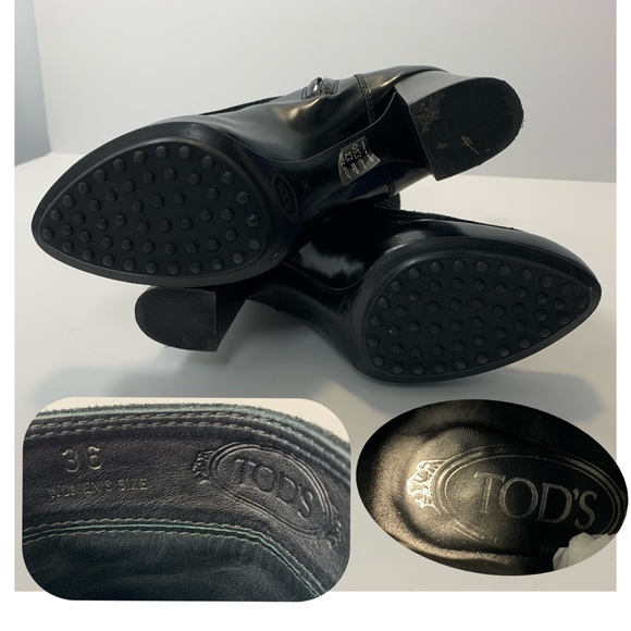 Tod’s Black Leather Buckle Detail Heel Ankle Boots - Picture 9 of 9